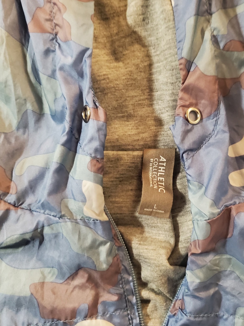 Blue & Gray Camo Hooded Windbreaker Jacket - Picture 3 of 3